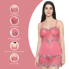 Load image into Gallery viewer, Wacoal Embrace Lace  Non Padded  Non Wired Bridal Wear Short Lace Babydoll Chemise - Pink 814191
