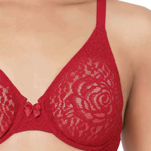Load image into Gallery viewer, Wacoal Halo Lace Non Padded Wired Full Cup Bridal Wear Plus Size Lace Bra - Red 851205
