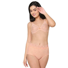 Load image into Gallery viewer, Wacoal Halo Lace Non Padded Wired Full Cup Bridal Wear Plus Size Lace Bra - Peach 851205
