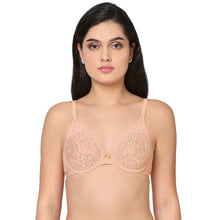 Load image into Gallery viewer, Wacoal Halo Lace Non Padded Wired Full Cup Bridal Wear Plus Size Lace Bra - Peach 851205
