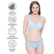 Load image into Gallery viewer, Wacoal How Perfect Padded Non-wired 3/4th Cup Medium Coverage Seamless T-Shirt Bra - Light Blue 852189
