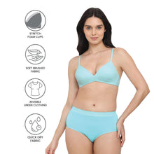 Load image into Gallery viewer, Wacoal How Perfect Padded Non-wired 3/4th Cup Medium Coverage Seamless T-Shirt Bra - Aqua 852189
