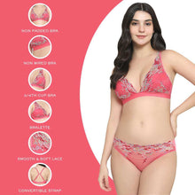 Load image into Gallery viewer, Wacoal Embrace Lace Non Padded Non Wired 3/4th Cup Bridal Wear Medium coverage Lace Bralette - Pink 852191
