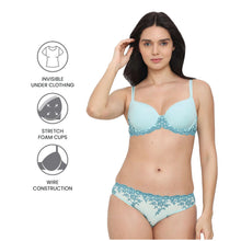 Load image into Gallery viewer, Wacoal Embrace Lace Contour Padded Wired 3/4th Cup Everyday Wear Medium coverage T-Shirt Bra - Aqua 853191
