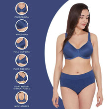 Load image into Gallery viewer, Wacoal Basic Beauty Lightly Padded Wired Full Coverage Full Support Everyday Comfort Spacer Cup Bra-Dark Blue 853192
