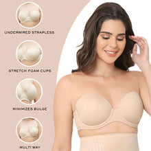 Load image into Gallery viewer, Wacoal Red Carpet Padded Wired Half Cup Low Coverage Strapless Bra - Beige 854119
