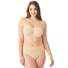 Load image into Gallery viewer, Wacoal Halo Lace Non Padded Wired Half Cup Bridal Wear Plus Size Strapless Lace Bra - Beige 854205
