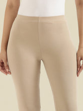 Load image into Gallery viewer, Go Colors Dark Beige Cotton Stretch Ankle Length Leggings

