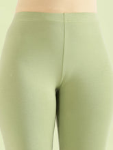 Load image into Gallery viewer, Go Colors Pastel Green Cotton Stretch Ankle Length Leggings
