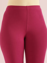 Load image into Gallery viewer, Go Colors Dark Fuchsia Cotton Stretch Ankle Length Leggings
