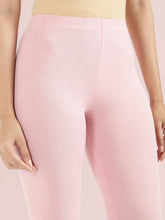 Load image into Gallery viewer, Go Colors Pastel Pink Cotton Stretch Ankle Length Leggings
