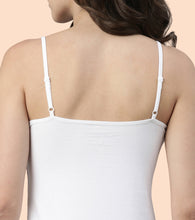 Load image into Gallery viewer, Enamor Sleeveless Scoop Neck Regular Length Camisole For Women - Slim Fit, Soft Stretch Cotton - E003 (White)
