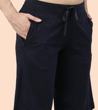 Load image into Gallery viewer, Enamor Mid Rise Knee length Drawstring Closure City Shorts For Women - Slim Fit, Soft and Breathable Cotton - E044 (Navy)
