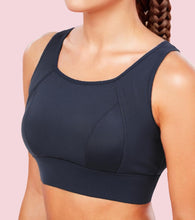 Load image into Gallery viewer, Enamor Crew Neck Sleeveless Crop length Sports Bra For Women - Hook &amp; Eye Closure, Hugged Fit - A205 (Navy)
