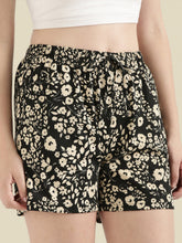 Load image into Gallery viewer, Go Colors Black Cotton Knit Printed Lounge Shorts
