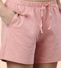 Load image into Gallery viewer, Enamor Drawstring Mid Thigh Length Mid Rise Basic Shorts - Relaxed Fit, Super Soft Cotton - E062 (Rouge)
