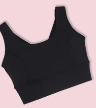 Load image into Gallery viewer, Enamor Sleeveless Crew Neck Crop length Pull On Sports Bra For Women - Hugged Fit, Cut Away Back Detail - A206 (Jet Black)
