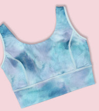 Load image into Gallery viewer, Enamor Cutaway Back Detail Quick Dry Printed Sports Bra - Removable Padding, Non-Wired, Medium Coverage - A204 (Galaxy Splatter Prt)

