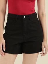 Load image into Gallery viewer, Go Colors Black Cotton Twill Shorts
