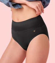 Load image into Gallery viewer, Enamor CW01 Cotton Classic, All Day Comfort, High Waist Brief - Breathable, Antimicrobial with Stain Release, Outer Brushed Wide Elastic, Full Coverage -  Pack of 1 (Jet Black)
