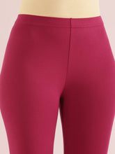 Load image into Gallery viewer, Go Colors Dark Fuchsia Cotton Stretch Cropped Leggings
