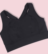 Load image into Gallery viewer, Enamor Crew Neck Sleeveless Crop length Sports Bra For Women - Hook &amp; Eye Closure, Hugged Fit - A205 (Jet Black)
