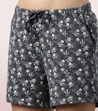 Load image into Gallery viewer, Enamor Drawstring Mid Thigh Length Mid Rise Basic Shorts - Relaxed Fit, Super Soft Cotton - E062 (Whispy Aop Bluecombo)
