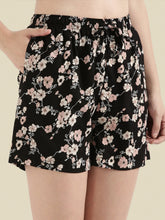 Load image into Gallery viewer, Go Colors Black Woven Viscose Printed Lounge Shorts
