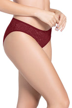 Load image into Gallery viewer, Amante Floral Romance Low Rise Bikini Panty - Burgundy Wine 10306
