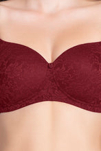 Load image into Gallery viewer, Amante Floral Romance Padded Non-wired Lace Bra - Burgundy Wine Lace 10306
