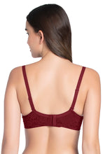 Load image into Gallery viewer, Amante Floral Romance Padded Non-wired Lace Bra - Burgundy Wine Lace 10306
