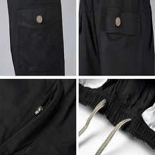 Load image into Gallery viewer, Romano nx Cotton Casual Cargo Track Pant for Men- Lower with Multi-Pockets &amp; Side Zipper Pockets Black
