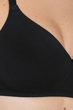 Load image into Gallery viewer, Wacoal Women’s BASICS Essentials Padded Non-wired 3/4th Cup Everyday Wear Cotton Blend T-shirt Bra-Black BI03M02
