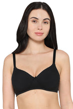 Load image into Gallery viewer, Wacoal Women’s BASICS Essentials Padded Non-wired 3/4th Cup Everyday Wear Cotton Blend T-shirt Bra-Black BI03M02
