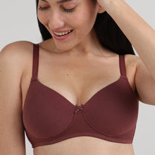 Load image into Gallery viewer, Wacoal BASICS Essentials2.0 Padded Non-wired 3/4th Cup Everyday Wear T-shirt Bra -Dark Brown BI03M02
