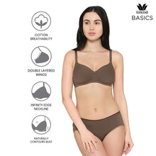 Load image into Gallery viewer, Wacoal BASICS Essentials2.0 Padded Non-wired 3/4th Cup Everyday Wear T-shirt Bra - Brown BI03M02
