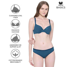 Load image into Gallery viewer, Wacoal BASICS Lite Push Up Padded Wired Half Cup Everyday Wear Push-up Bra - Teal BI03N04
