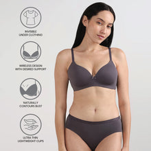 Load image into Gallery viewer, Wacoal BASICS Zoe Padded Non-wired 3/4th Cup Everyday Wear Comfort Fit T-shirt Bra-Grey BI03P02

