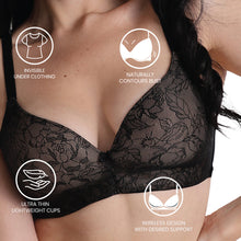 Load image into Gallery viewer, Wacoal Women’s BASICS Zoe Lace Padded Non-wired 3/4th Cup Everyday Wear Comfort Fit T-shirt Bra-Black BI03P03
