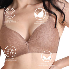 Load image into Gallery viewer, Wacoal Women’s BASICS Zoe Lace Padded Non-wired 3/4th Cup Everyday Wear Comfort Fit T-shirt Bra-Brown BI03P03
