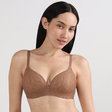 Load image into Gallery viewer, Wacoal Women’s BASICS Zoe Lace Padded Non-wired 3/4th Cup Everyday Wear Comfort Fit T-shirt Bra-Brown BI03P03
