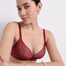 Load image into Gallery viewer, Wacoal Women’s BASICS Zoe Lace Padded Non-wired 3/4th Cup Everyday Wear Comfort Fit T-shirt Bra-Red BI03P03
