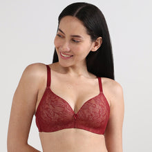 Load image into Gallery viewer, Wacoal Women’s BASICS Zoe Lace Padded Non-wired 3/4th Cup Everyday Wear Comfort Fit T-shirt Bra-Red BI03P03
