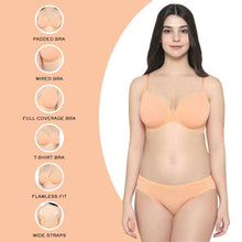 Load image into Gallery viewer, Wacoal Everyday Elegance Padded Wired Full Cup Everyday Wear Smooth Finish T-Shirt Bra - Peach BI05A01
