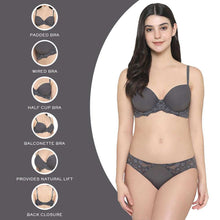 Load image into Gallery viewer, Wacoal Balcony &amp; Beyond Padded Wired Half Cup Everyday Wear Smooth Finish Fashion Bra - Grey BI05B02
