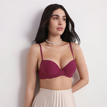 Load image into Gallery viewer, Wacoal Balcony &amp; Beyond Padded Wired Half Cup Everyday Wear Smooth Finish Fashion Bra -Wine BI05B02
