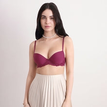 Load image into Gallery viewer, Wacoal Balcony &amp; Beyond Padded Wired Half Cup Everyday Wear Smooth Finish Fashion Bra -Wine BI05B02
