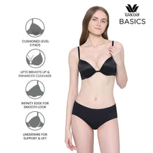 Load image into Gallery viewer, Wacoal Playful Love Padded Wired Demi Cup Plunge Neck  Party Wear Level 3 Push-up Bra - Black BI05F01
