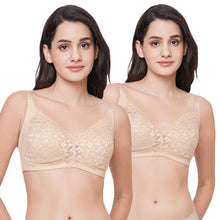 Load image into Gallery viewer, Wacoal Grace  Non Padded Non-Wired Full Cup Soft Lace Plus Size Pack of 2 Full Support Bra BIO1BO3
