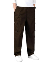 Load image into Gallery viewer, Romano nx Cotton Casual Cargo Track Pant for Men- Lower with Multi-Pockets &amp; Side Zipper Pockets Brown
